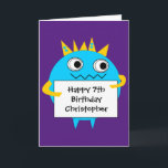 Purple Blue Funny Monster Birthday Card<br><div class="desc">Personalized purple and blue funny monster card for kids, which you will be able to easily personalize the front of this funny monster birthday card with the child's age and name. The inside card birthday message can also be personalized if wanted. This personalized purple and blue monster birthday card for...</div>