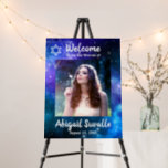 Purple Blue Galaxy Welcome Photo Bar Bat Mitzvah F Foam Board<br><div class="desc">Create your own elegant welcome party signs using an easy DIY template that you can add your personalized text and photo to. The unique galaxy art by Raphaela Wilson spotlights a blue and purple watercolor nebula in a night sky with twinkling stars, and a Jewish Star of David. With simple,...</div>