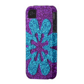 Purple & Blue Glitter Retro Flower Case-Mate iPhone Case (Back Left)
