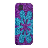 Purple & Blue Glitter Retro Flower Case-Mate iPhone Case (Back/Right)