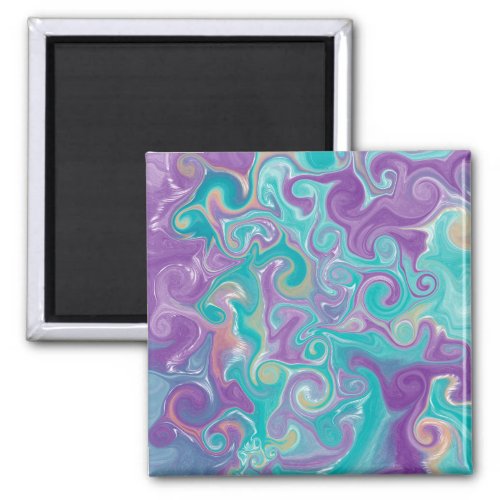 Purple Blue Gold and Teal swirls  Magnet