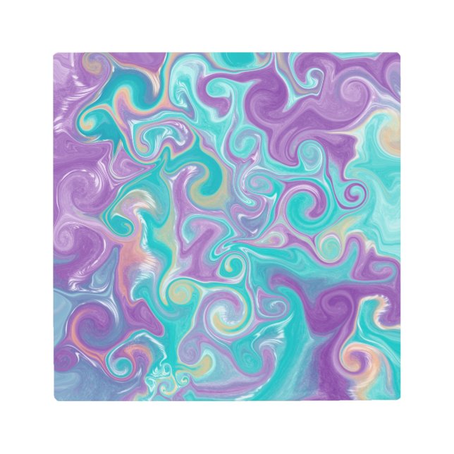 Purple, Blue, Gold and Teal swirls    Metal Print (Front)