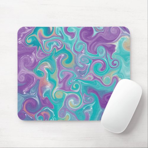 Purple Blue Gold and Teal swirls   Mouse Pad