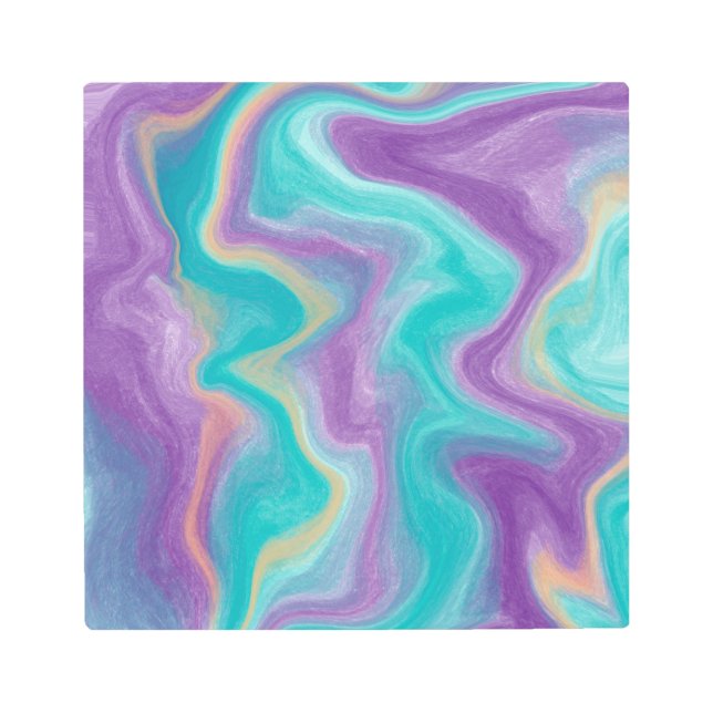 Purple, Blue, Gold and Teal swirls Peaceful  Metal Print (Front)