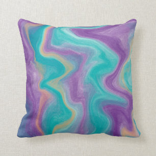 Purple, Blue, Gold and Teal swirls Peaceful     Throw Pillow