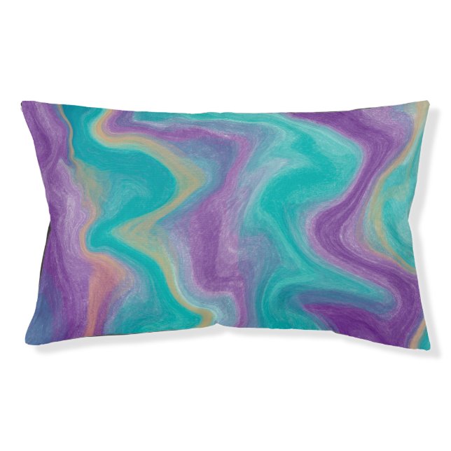Purple, Blue, Gold and Teal swirls     Pet Bed (Front)