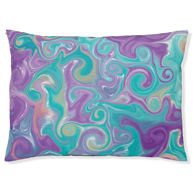 Purple, Blue, Gold and Teal swirls   Pet Bed (Front)