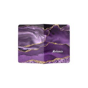 Purple Blue Gold Passport Holder Personalized Name