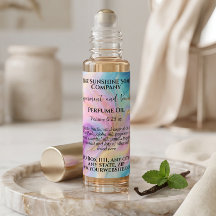 Purple Blue & Gold Perfume Roller Bottle label