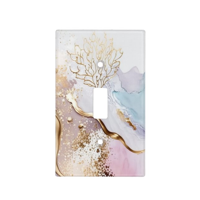 Purple Blue Gold Watercolor Wash Light Switch Cover (Front)