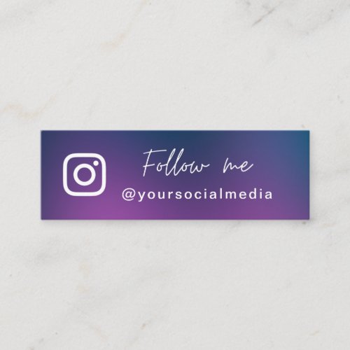 Purple Blue Gradient Follow Social Media QR Code  Mini Business Card
