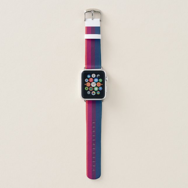 Purple Blue Gradient Stripes Apple Watch Band (Front)