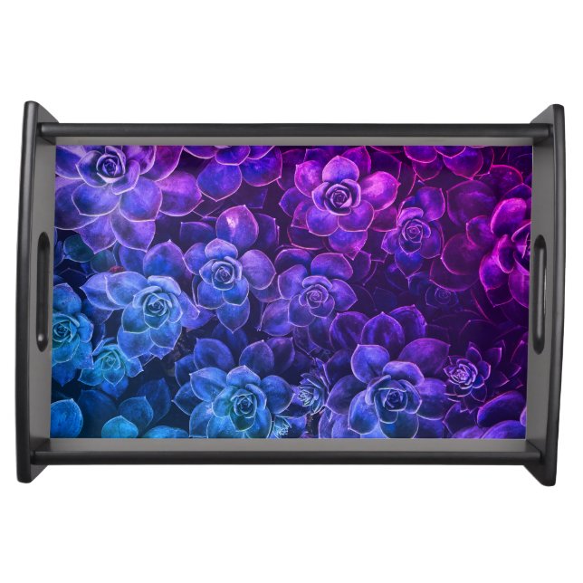Purple Blue Gradient Succulents Serving Tray (Front)