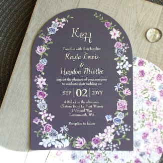 Purple Blue Gray Rose Garden Arches Canopy Wedding