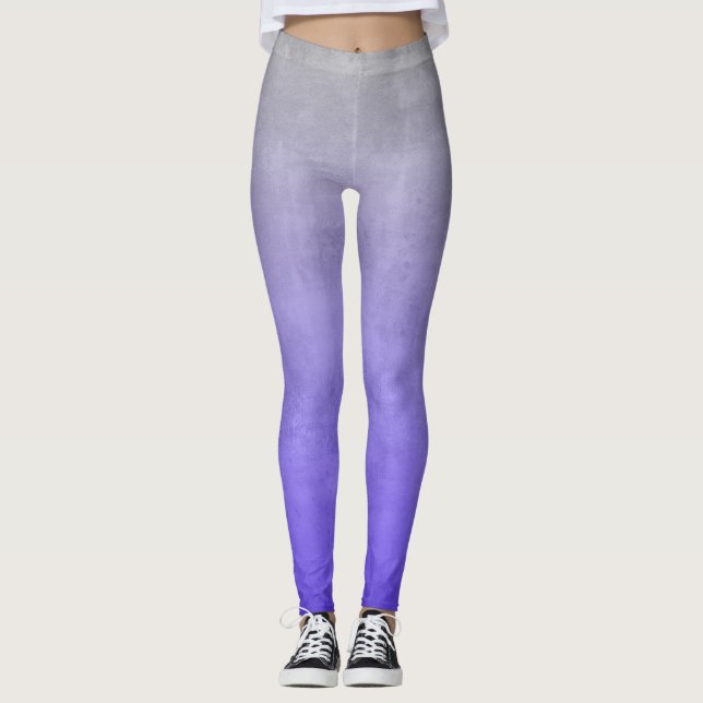 Purple blue Gray rustic ombre Leggings (Front)