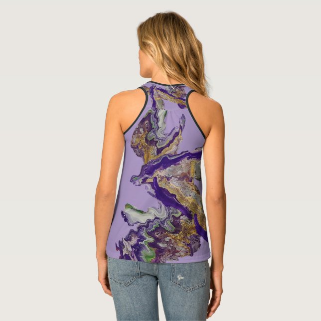 Purple blue Green and Yellow Abstract Design Tank Top (Back Full)