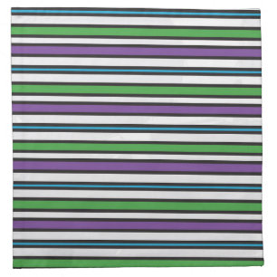 Purple Blue Green Black White stripes Cloth Napkin