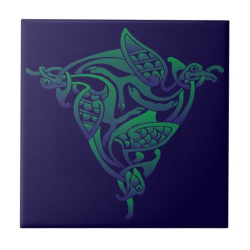 Purple_Blue Green Celtic Bird Tile