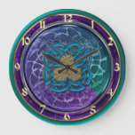 Purple Blue Green Gold Metallic Celtic Knots Clock at Zazzle