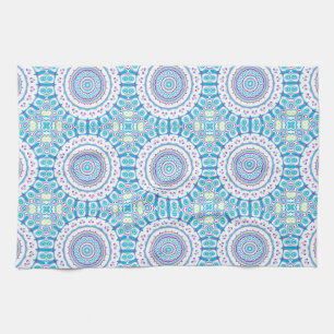 Purple, Blue & Green Kaleidoscope Flowers Design Towel