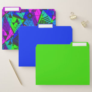Purple, blue, green, neon, combined, geometric, file folder