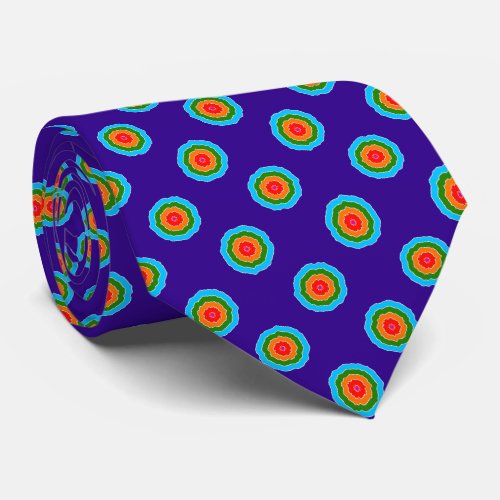 Purple Blue Green Orange Red Rings Neck Tie