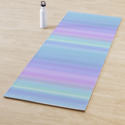 Purple Blue Green Pastel Stripe Pattern Yoga Mat