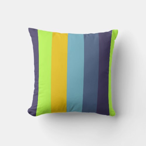 Purple Blue green yellow kids teen stripe solid Throw Pillow