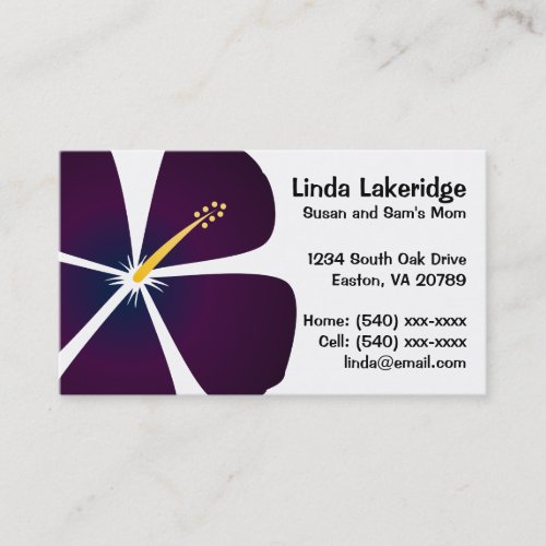 Purple  Blue Hibiscus Flowers Mommy Contact Card