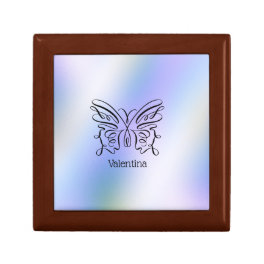 Purple Blue Holographic Butterfly Monogram Name Gift Box