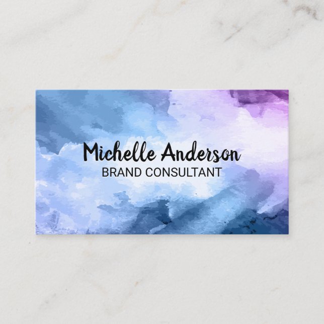 Purple Blue Hues | Watercolor Artistic Business Card (Front)