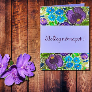 Purple -blue Hungarian embroidery - name day