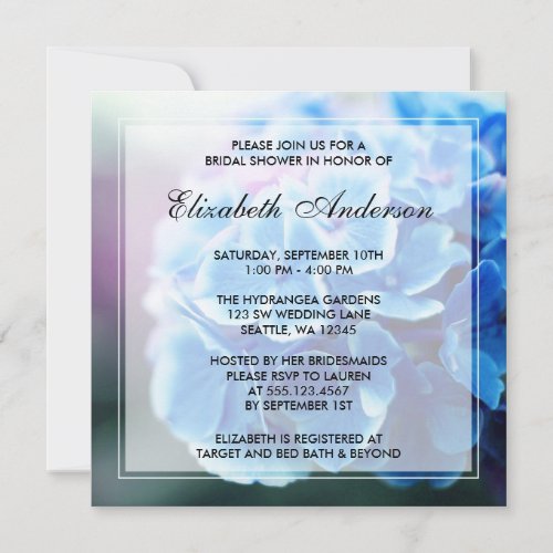 Purple Blue Hydrangea Bridal Shower Invites