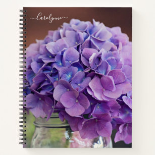 Purple Blue Hydrangea Mason Jar Photography Notebook