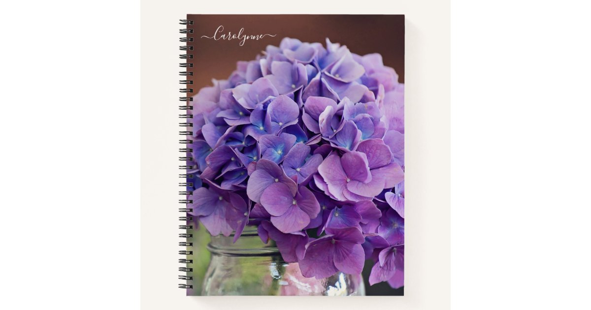Purple Blue Hydrangea Mason Jar Photography Notebook Zazzle