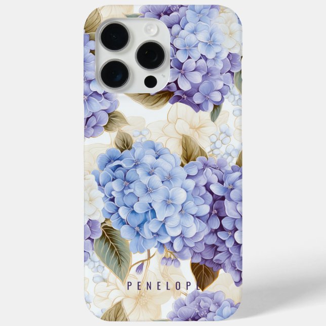 Purple Blue hydrangea personalized iPhone case   (Back)