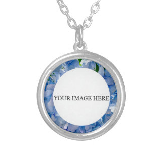 Purple Blue Hydrangeas Bouquets Silver Plated Necklace