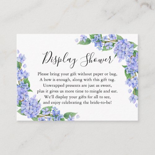 Purple Blue Hydrangeas Display Bridal Shower Enclosure Card