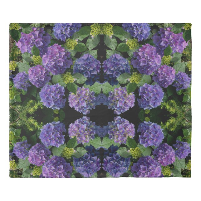 Purple blue hydrangeas | purple blue flowers duvet cover (Front)