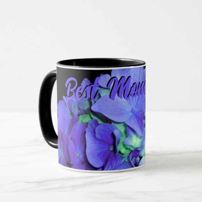 Purple blue Hydrangeas purple flowers, mom Mug (Front Left)