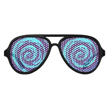 Purple & Blue Hypnotic Swirl Art Aviator Sunglasses by GroovyFinds at Zazzle