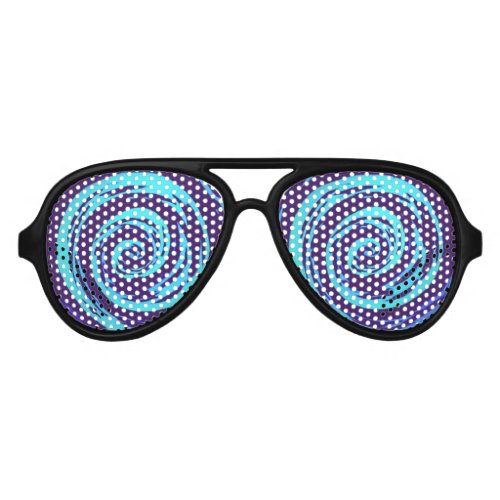Purple  Blue Hypnotic Swirl Art Aviator Sunglasses