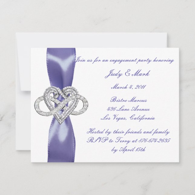 Purple Blue Infinity Heart Engagement Party Invite (Front)