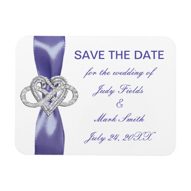 Purple Blue Infinity Heart Save The Date Magnet (Horizontal)
