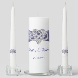 Purple Blue Infinity Heart Wedding Unity Candle