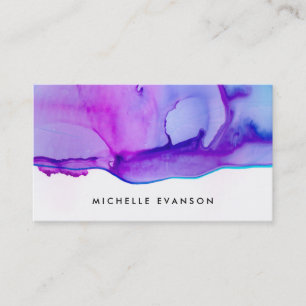 Purple Blue Ink Watercolor Creative Director Business Card