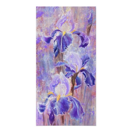 Purple Blue Iris Flowers _ Original Painting Art Poster