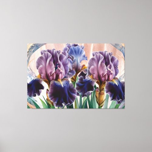   Purple BLUE IRIS Irises Vintage Floral TV2 Canvas Print