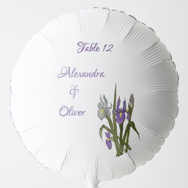 Purple & Blue Iris Water Table Number  Balloon (Front)