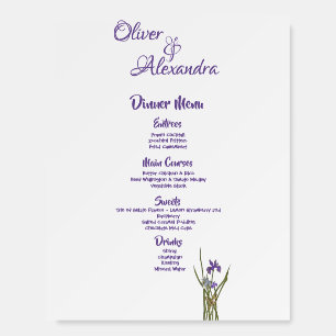 Purple & Blue Iris Watercolor Menu  Foam Board